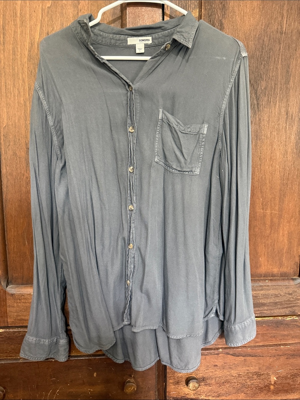 Sonoma Women's Washed Slate Button-Down Shirt